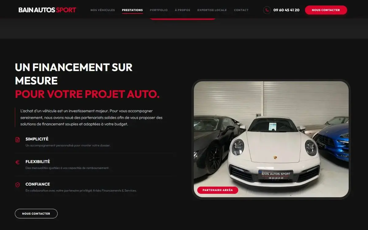 Section un financement sur mesure du site de Bain Autos Sport