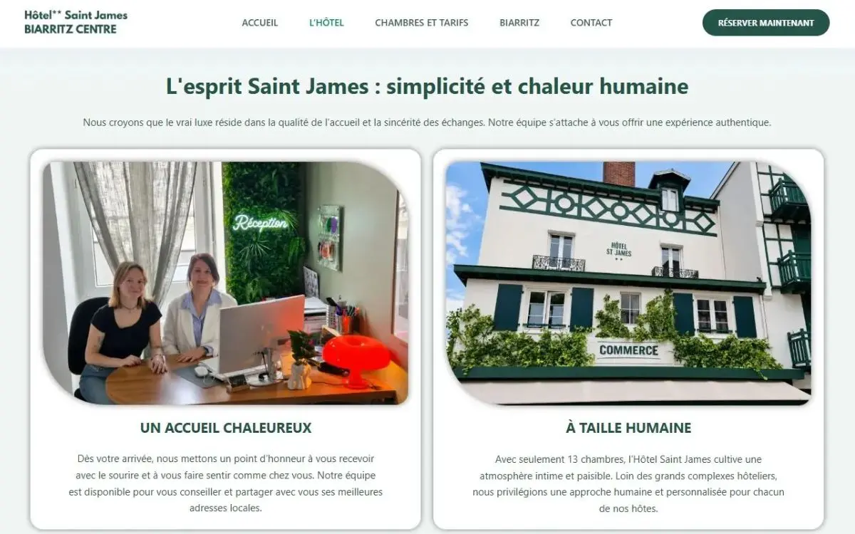 Section l'esprit Saint James, accueil chaleureux et hôtel à taille humaine