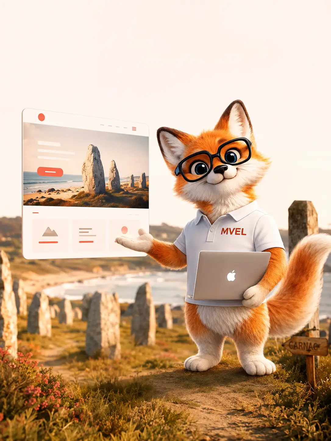 Création de site internet à Carnac par le renard MVEL, station balnéaire et mégalithes