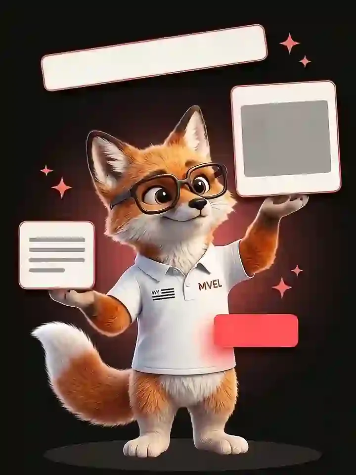 La mascotte renard de Ma Vitrine En Ligne assemble des éléments de page web