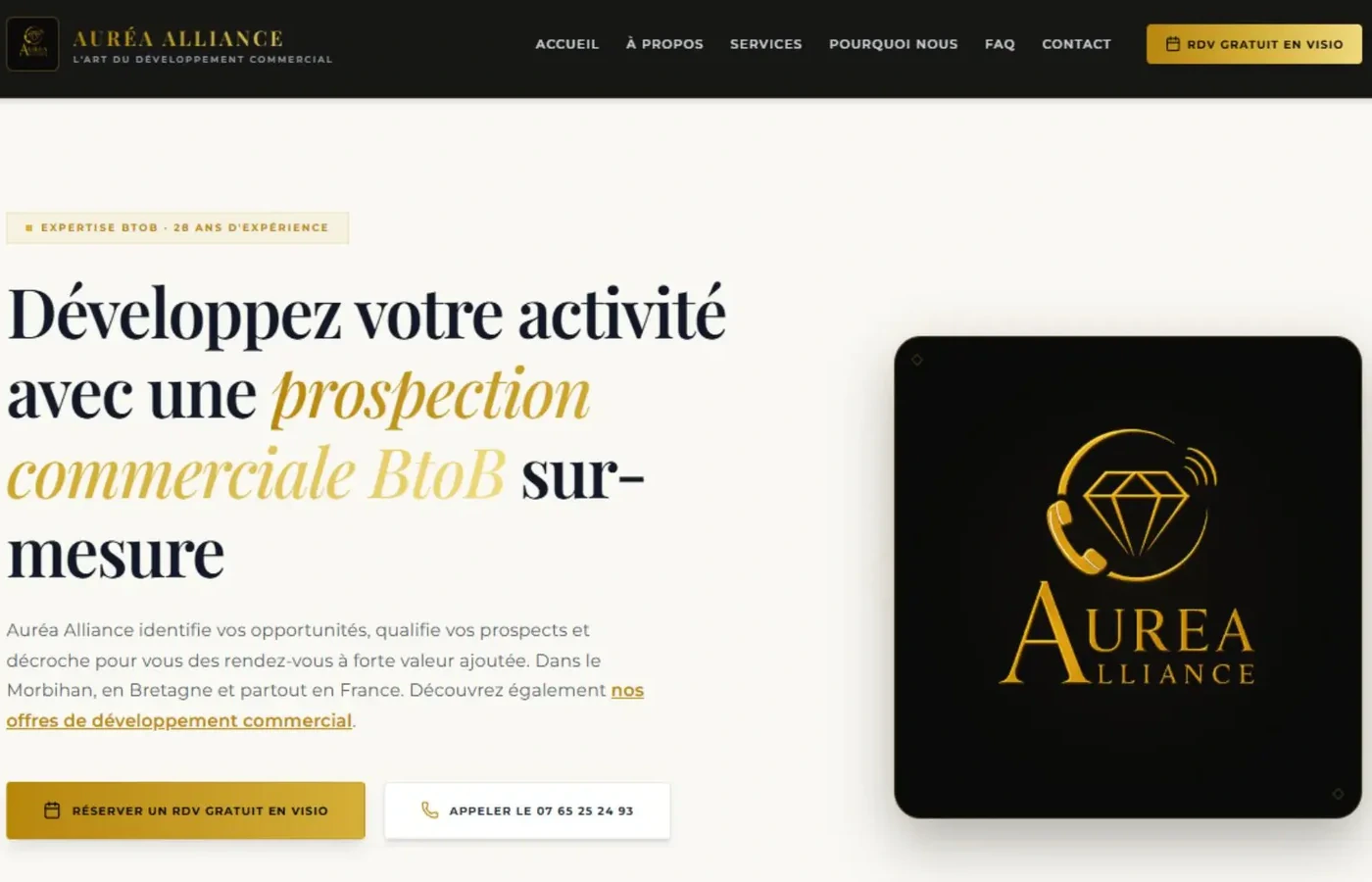 Page d'accueil du site d'Auréa Alliance