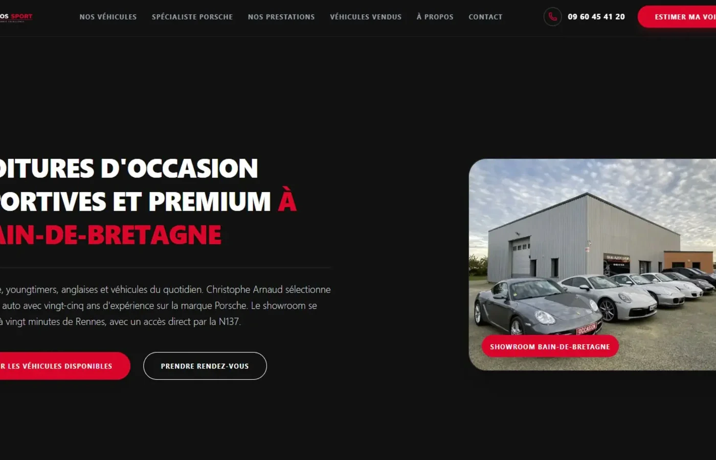 Page d'accueil du site de Bain Autos Sport à Bain-de-Bretagne