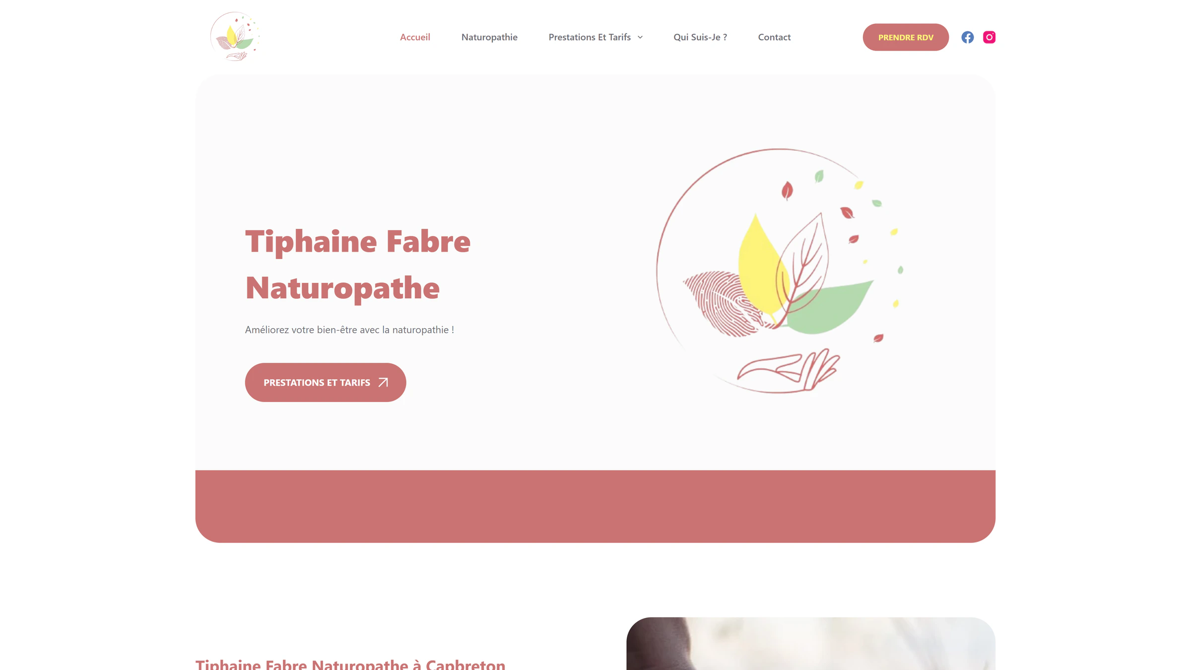Page d'accueil du site de Tiphaine Fabre, naturopathe à Capbreton