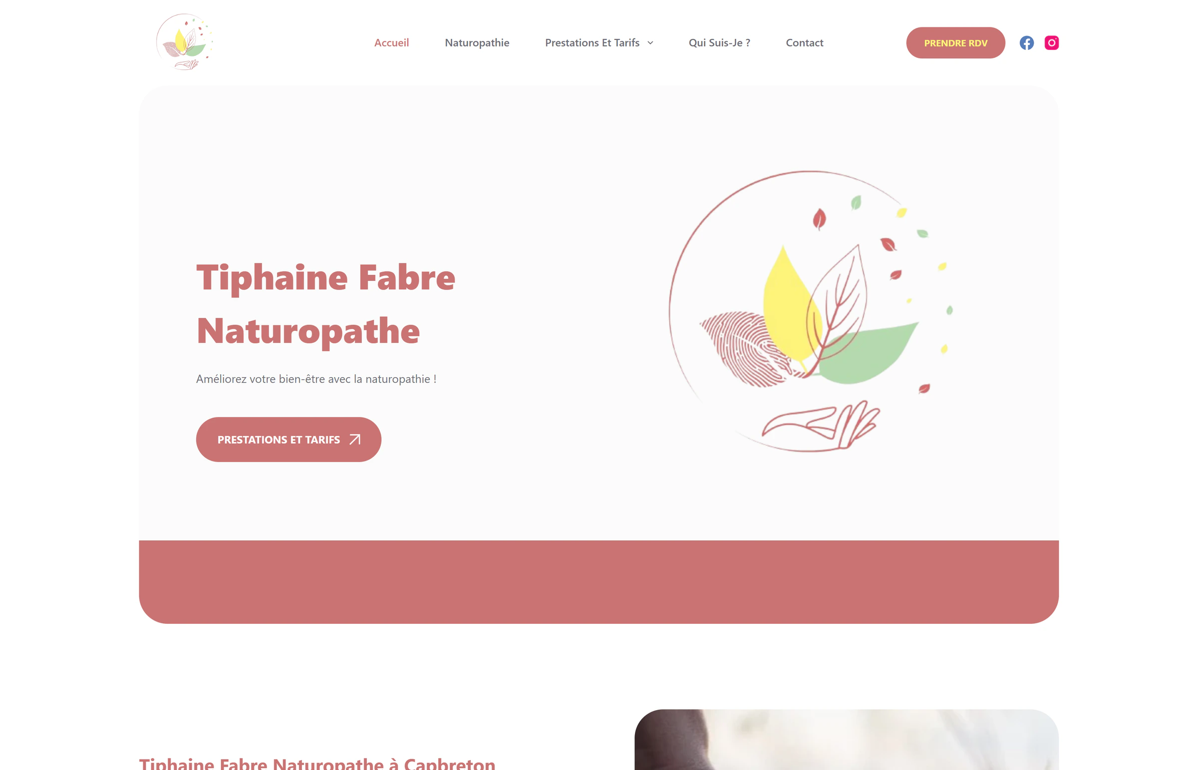 Page d'accueil du site de Tiphaine Fabre, naturopathe à Capbreton