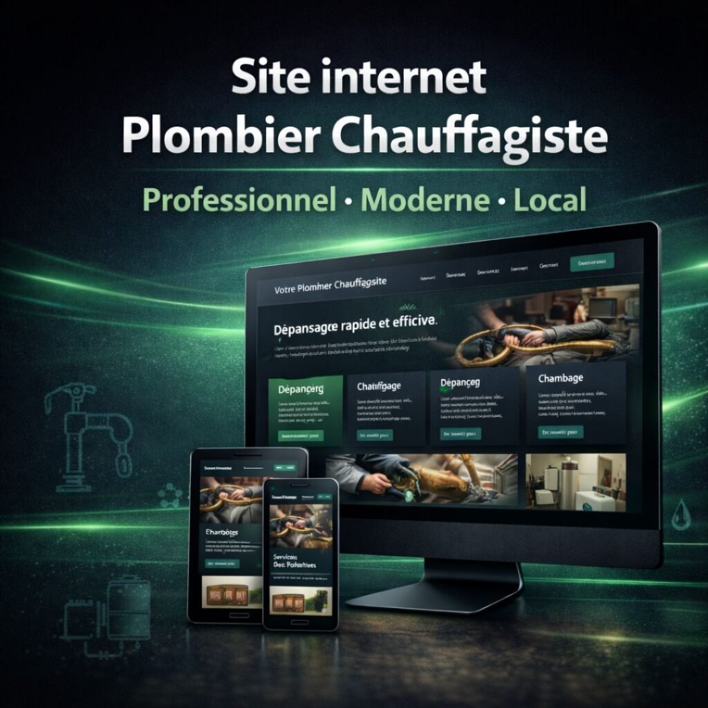 Site internet professionnel conçu pour un plombier chauffagiste
