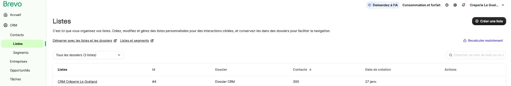 Résultats réservations en ligne de la crêperie le goéland à la trinité sur mer - 300 réservation en 4 mois