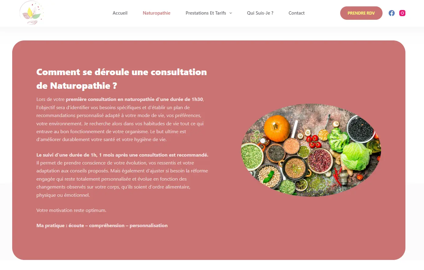 Section services et prise de rendez-vous en ligne — site Tiphaine Fabre naturopathe Capbreton (40) — MVEL