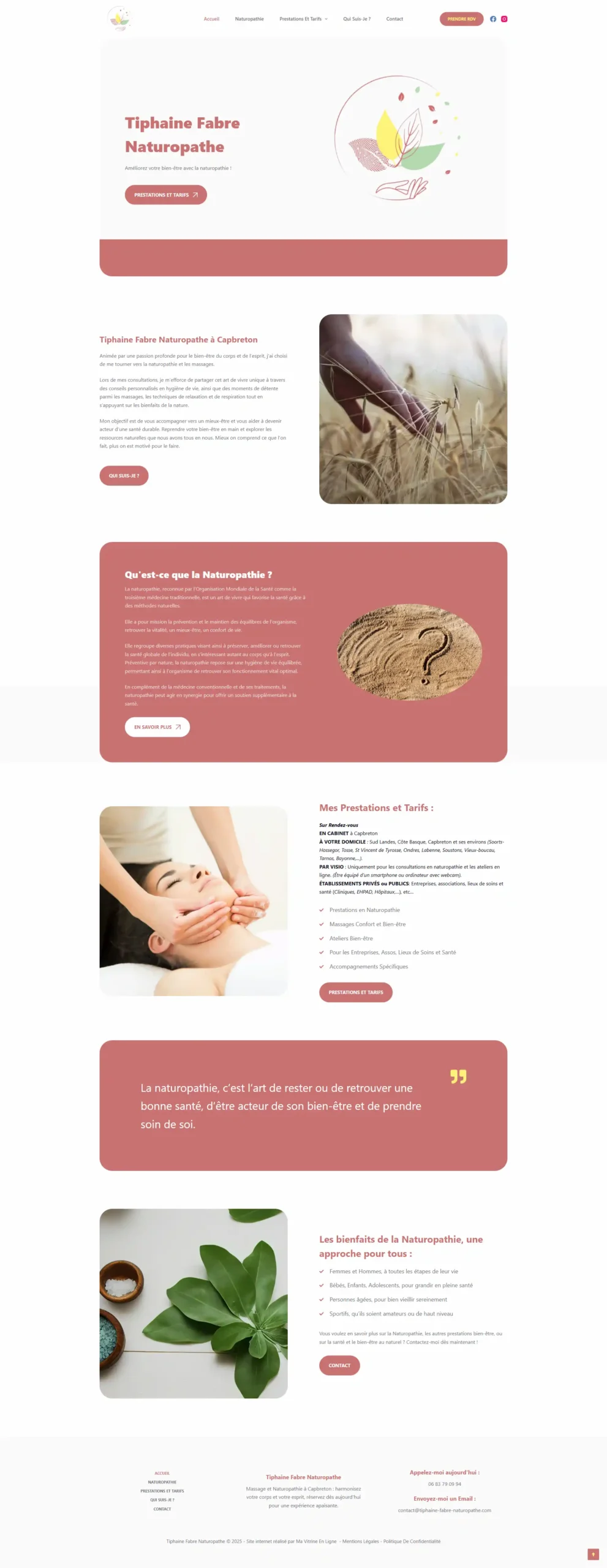 Site internet Tiphaine Fabre naturopathe à Capbreton (40) — créé par MVEL agence web Morbihan