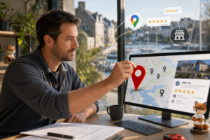 apparaître sur google maps – Renard MVEL plaçant une épingle d'entreprise sur une carte Google Maps
