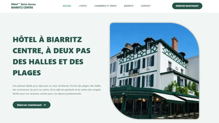 Site internet de l'Hôtel Saint James à Biarritz avec module de réservation directe créé par MVEL