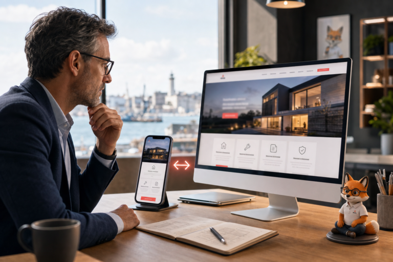 mobile first 2026 – Comparatif rendu mobile vs desktop d'un site d'artisan en 2026