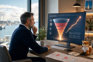 page service conversion – Wireframe d'une page service qui convertit, sections balisées